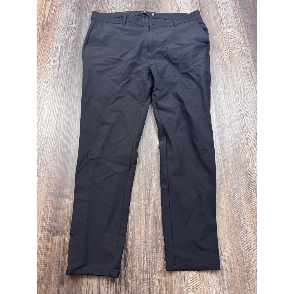 Under 5'10 Mens Super Stretch Performance Pants Black 34x26 Slacks RN 157836